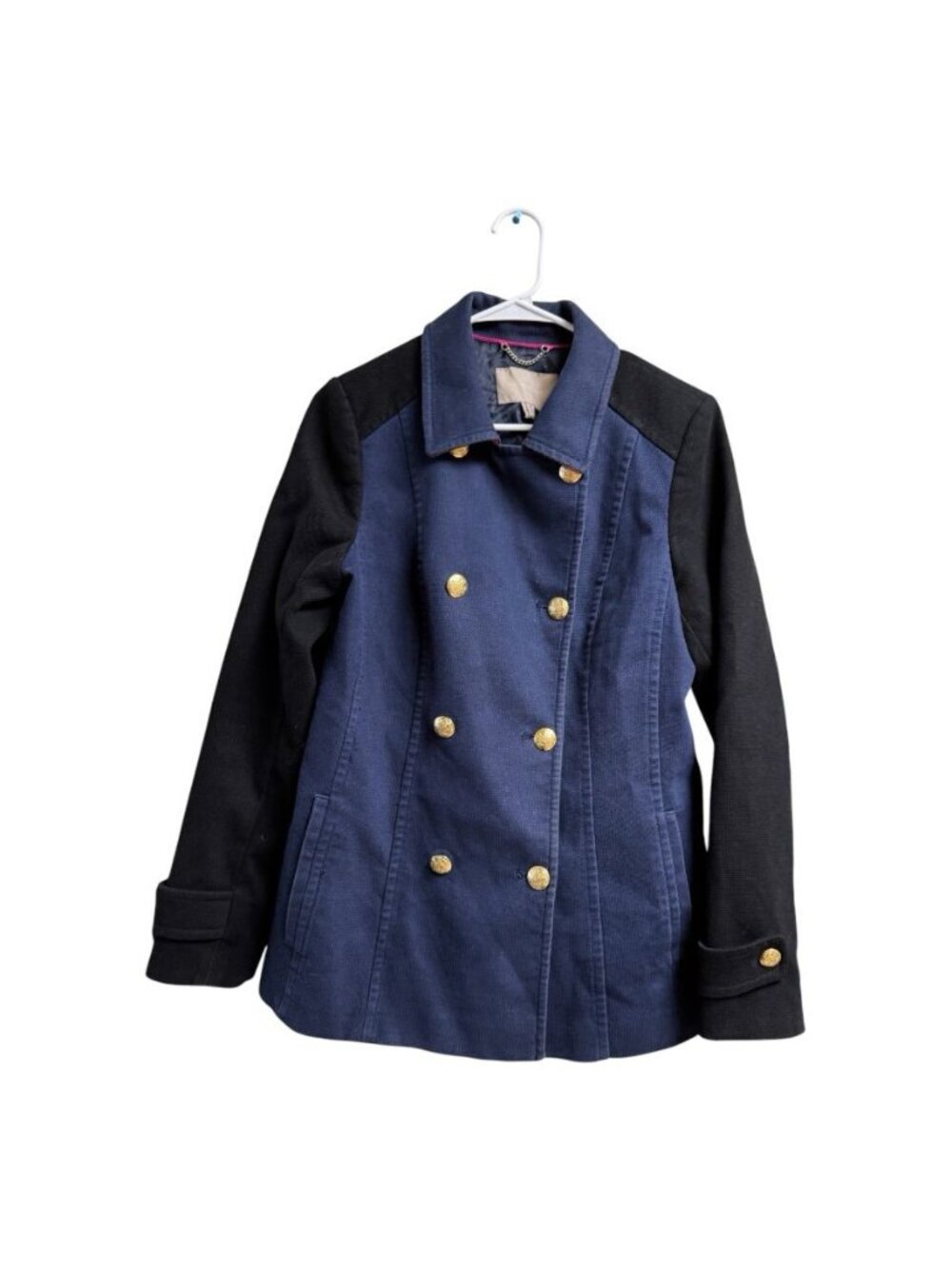 Banana Republic Military Peacoat Jacket Navy Black Gold Buttons Women’s M